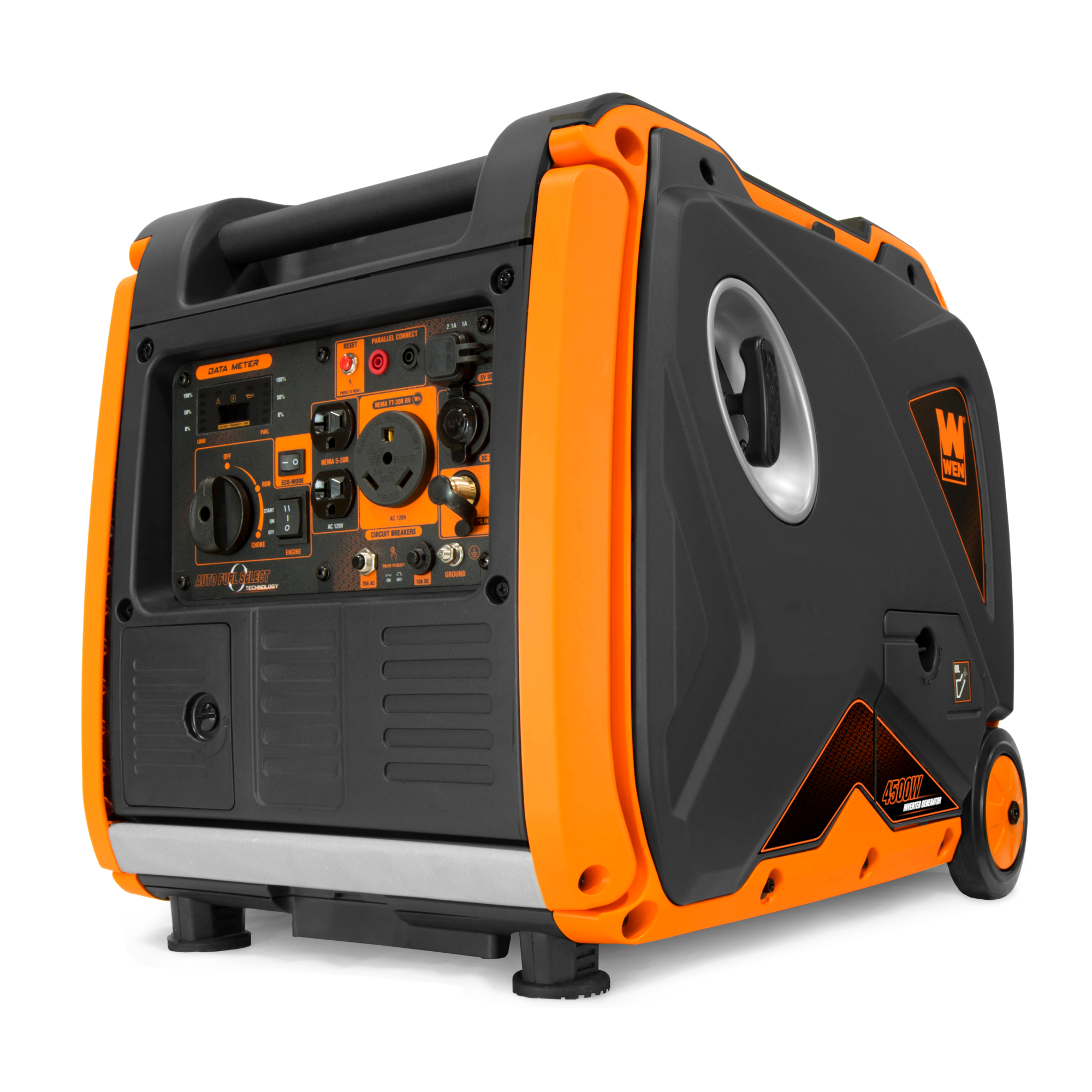 WEN Dual Fuel Inverter Generator - 4500W Surge, 3500W Rated, 212cc, Electric Start, Fuel Shut-Off, Model# DF451i